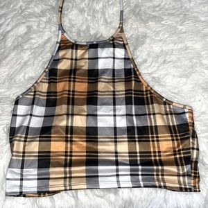 Black/Yellow Plaid Crop